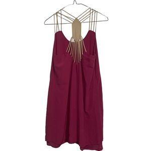 Umgee Women Mini Dress Size Medium Pink‎ Strappy Racerback Sundress Bohemian